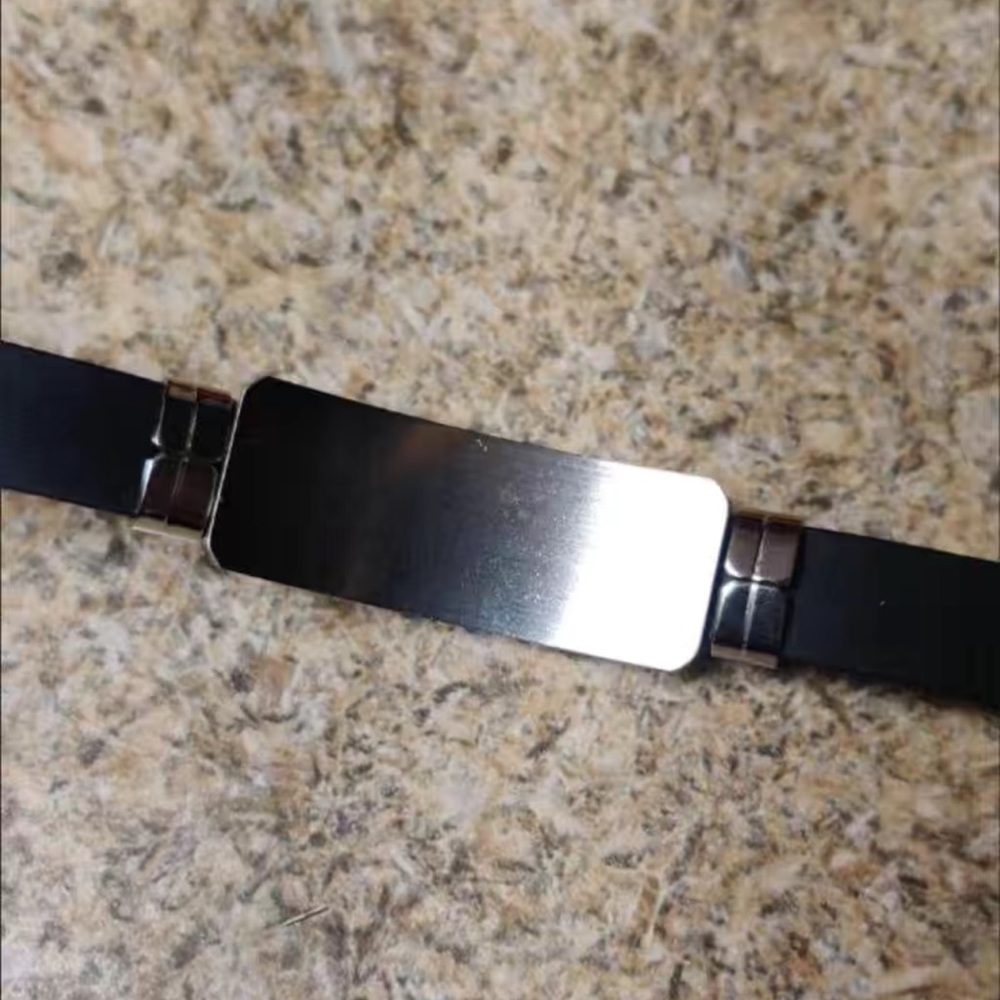 🔴 CLEARANCE🔖 NWT 🏥 BLACK/STAINLESS STEEL EMERGENCY “ALLERGY” MEDICAL BRACELET - Picture 5 of 6